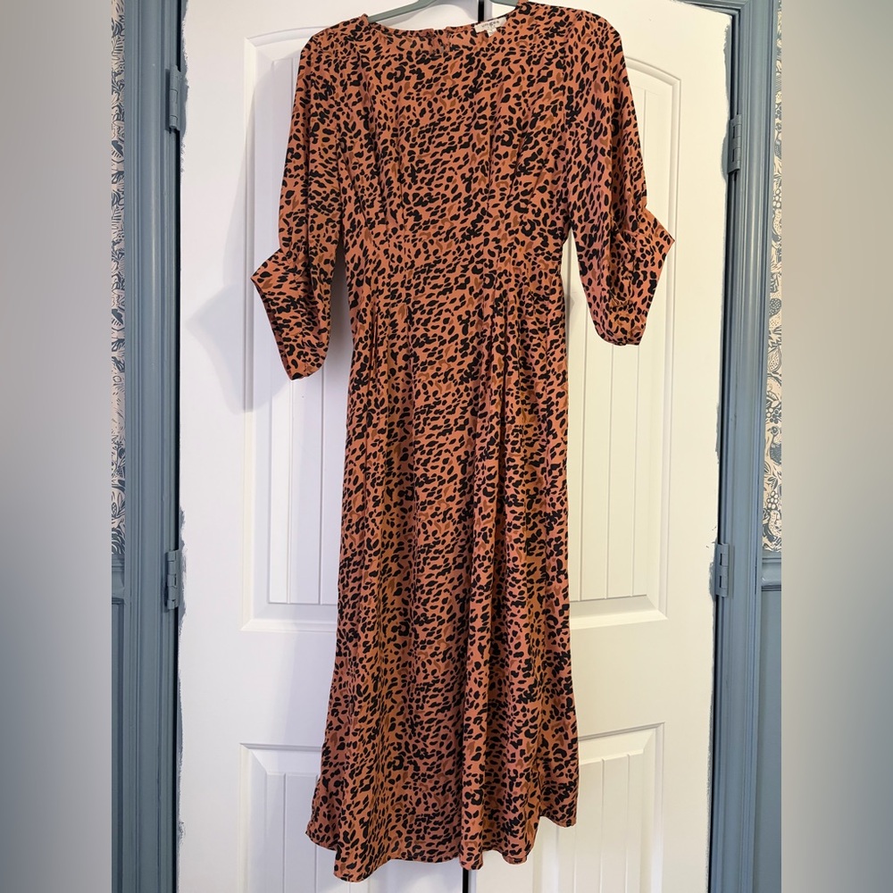 Umgee Long Sleeve Leopard Print Dress - Orange and Black